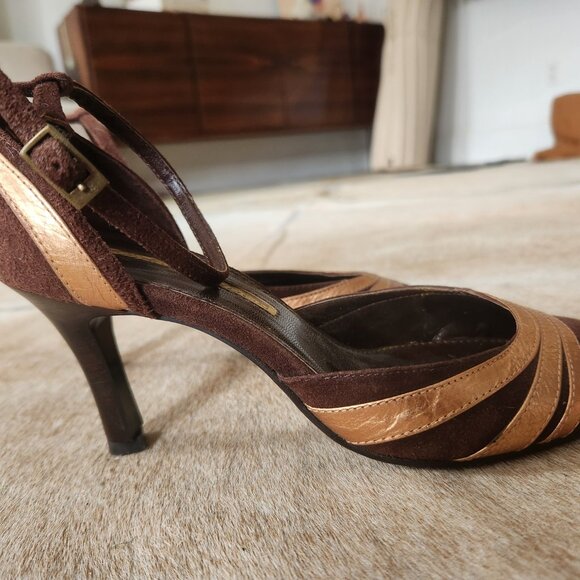 Glamorous brown & bronze suede pumps from London - Picture 3 of 5